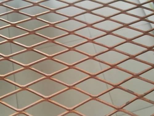 There is one piece of regular expanded metal painted in copper with diamond openings.